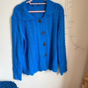 Vintage fuel, bright blue cardigan